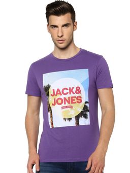 Jack & Jones - Purple Graphic Print Crew Neck T-shirt