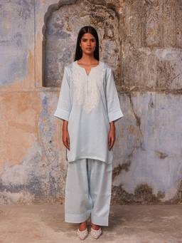 CHARU MAKKAR - Blue ARZU Kurta and Farshi Salwar