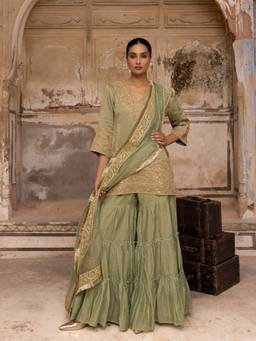 CHARU MAKKAR - Green RUMI Kurta and Gharara with Dupatta