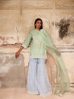 CHARU MAKKAR - Green AYRA Kurta and Sharara with Dupatta