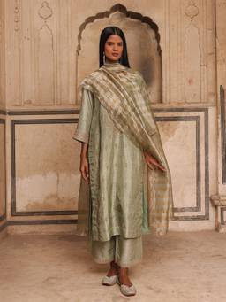 CHARU MAKKAR - Green UMEED Kurta and Palazzo with Dupatta