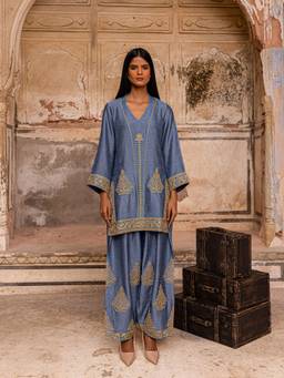 CHARU MAKKAR - Blue MALA Kurta and Farshi Salwar
