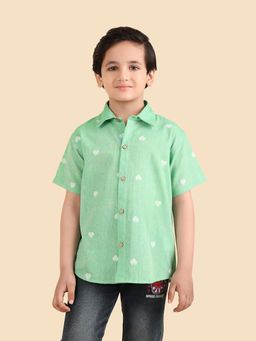 Fabindia - Green Self Design Shirt
