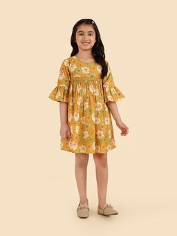 Fabindia - Yellow Printed Dress