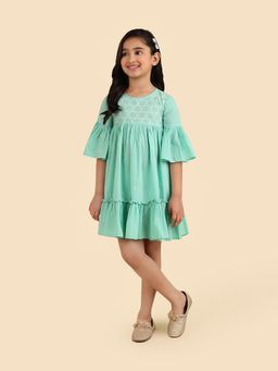 Fabindia - Teal Embroidered Dress