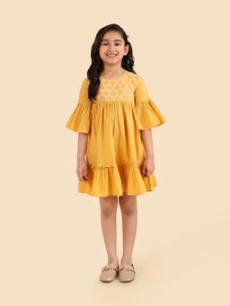 Fabindia - Yellow Embroidered Dress