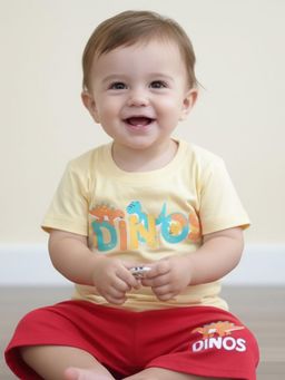 BABYZONE - Yellow Printed T-shirt and Shorts