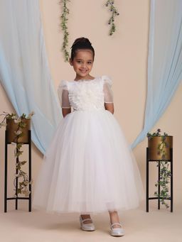 Toy Balloon Kids - Off White Self Design Dress
