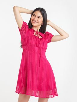 Zink London - Womens Pink Solid Mini Dress