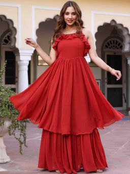 Lavanya The Label - Rust Flared Dress