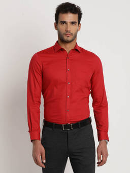 Turtle - Red Self Design Shirt