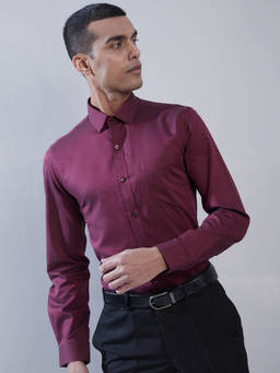 Turtle - Maroon Self Design Shirt