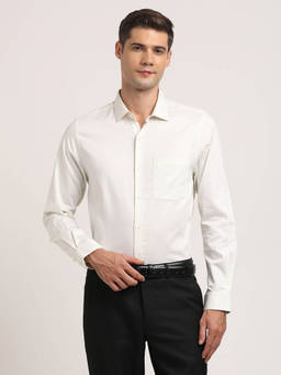Turtle - White Self Design Shirt