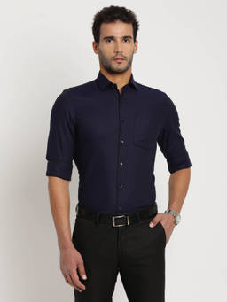 Turtle - Blue Self Design Shirt