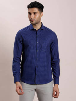 Turtle - Blue Self Design Shirt