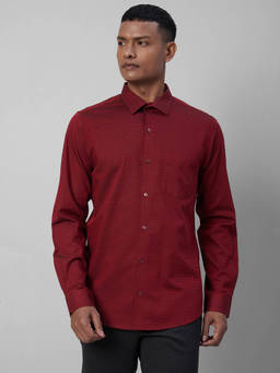 Turtle - Maroon Self Design Shirt