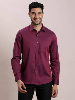 Turtle - Burgundy Self Design Shirt