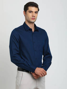 Turtle - Blue Self Design Shirt