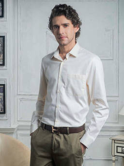 Turtle - Cream Self Design Shirt