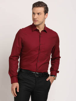 Turtle - Red Self Design Shirt