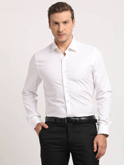 Turtle - White Self Design Shirt
