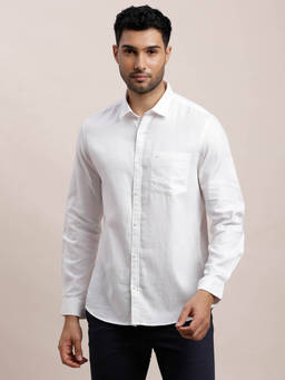 Turtle - White Self Design Shirt