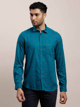 Turtle - Teal Printed Shirt