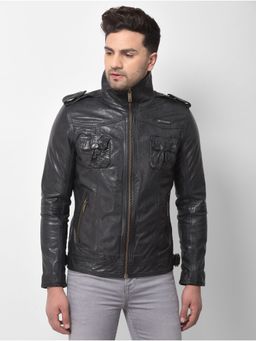 WOODLAND - Mens Solid Full Sleeves Black Jacket