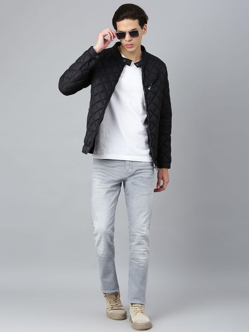 Buy WOODLAND Mens Solid Full Sleeves Black Jacket Online