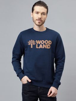 WOODLAND - Mens Typography Full Sleeves Blue Sweatshirt