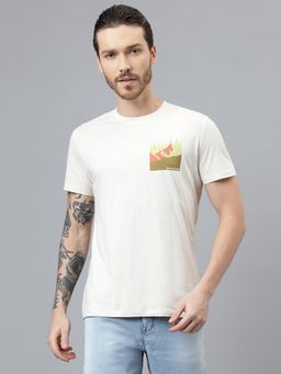 WOODLAND - Mens Printed Half Sleeves White T-Shirt