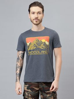 WOODLAND - Mens Printed Half Sleeves Grey T-Shirt