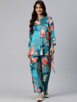 Readiprint - Women Floral Print Co-Ord-Teal (Set of 2)