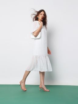 VERO MODA - Women Self Design White Casual Dress