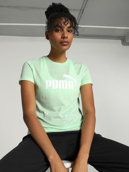 Puma - Essentials Logo Heather Women's Green T-Shirt
