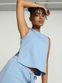 Puma - CLASSICS Ribbed Relaxed Women's Blue Tank Top