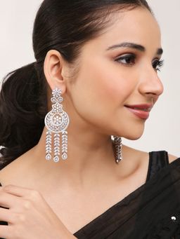 Khushi Jewels - Silver Finish Zircon Diamonds Chandeliers
