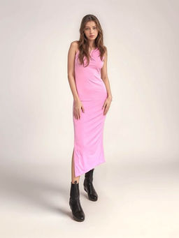 Outzidr - Pink Slit Tank Bodycon Vacay Dress