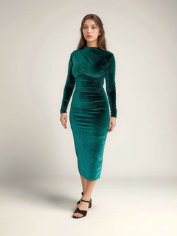 Outzidr - Green Long Sleeve Evening Bodycon Party Dress