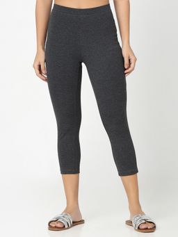 R&B - Charcoal Cotton High-Waist Solid Women Leggings