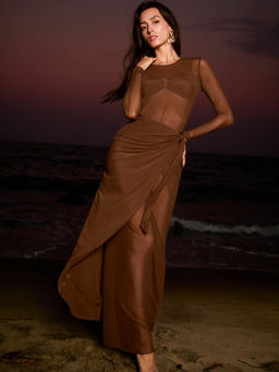 BEYOND - Dune Mesh Dress - Brown