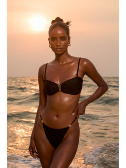 BEYOND - Crescent Bandeau Bikini Top - Black