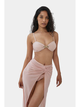 BEYOND - Scallop Bandeau Bikini Top - Pink