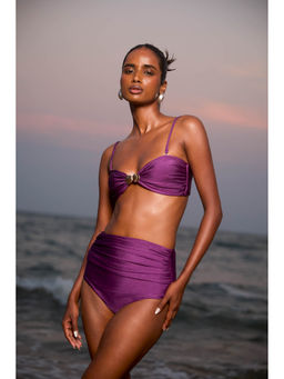 BEYOND - Scallop Bandeau Bikini Top - Purple