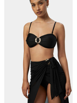 BEYOND - Crest Bandeau Bikini Top - Black