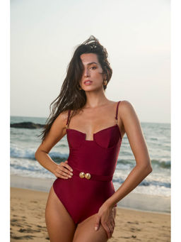 BEYOND - Riviera One Piece Swimsuit - Maroon