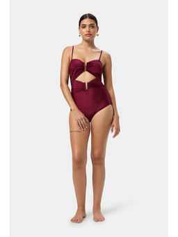 BEYOND - Shadow One Piece Swimsuit - Maroon