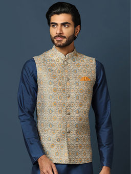 KISAH - Men Multi-color Woven Nehru Jacket