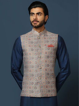 KISAH - Men Multi-Color Woven Nehru Jacket