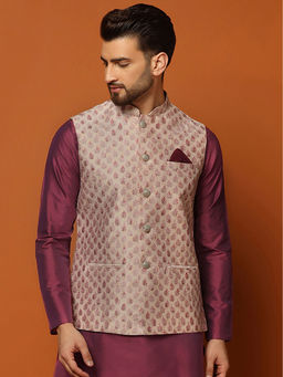 KISAH - Men Cream Woven Nehru Jacket